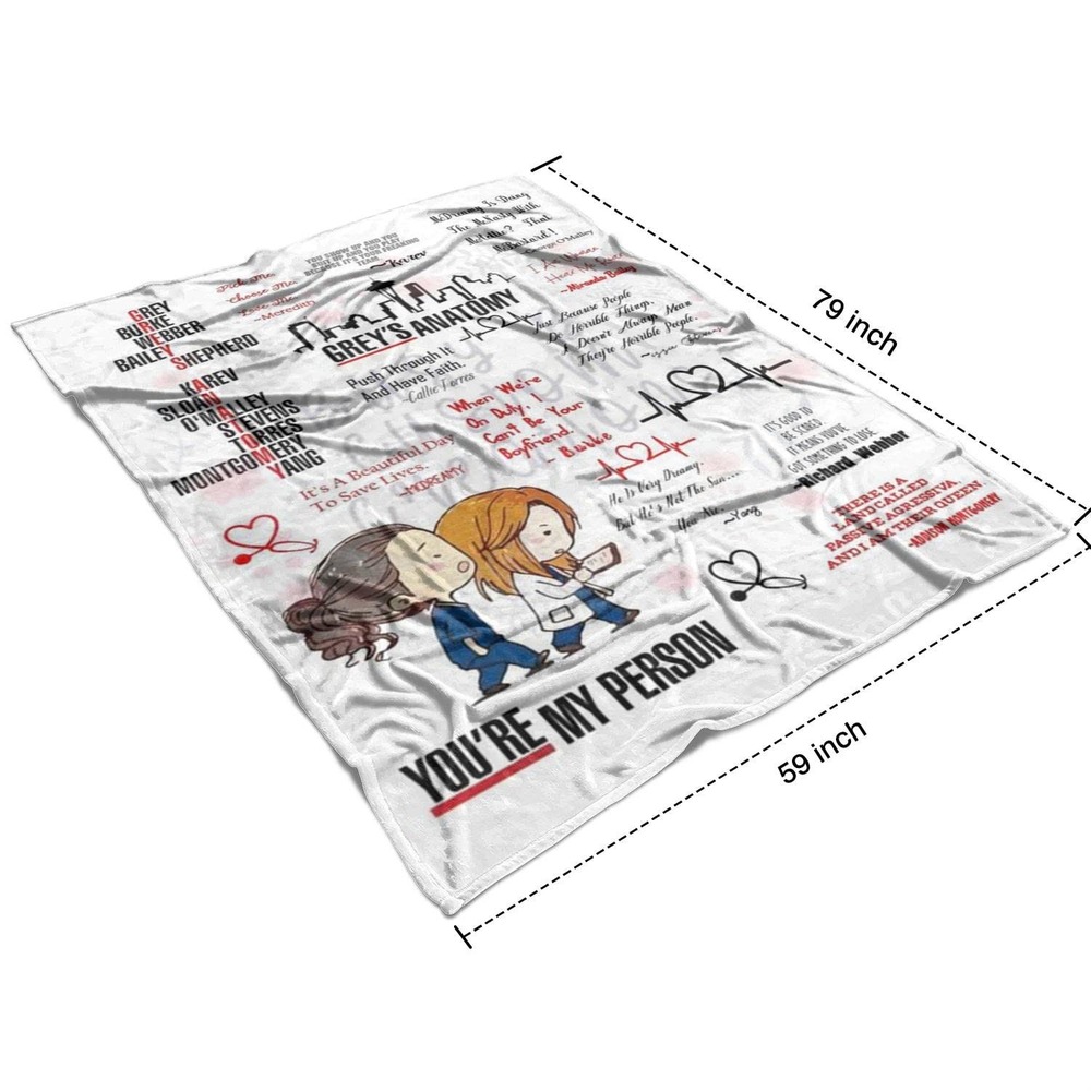 Grey's Anatomy "You're My Person" Fleece Blanket TV Meredith‎ & Cristina Gift
